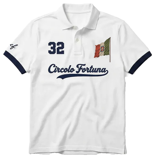 '32' graphic tee, white polo with Italian flag